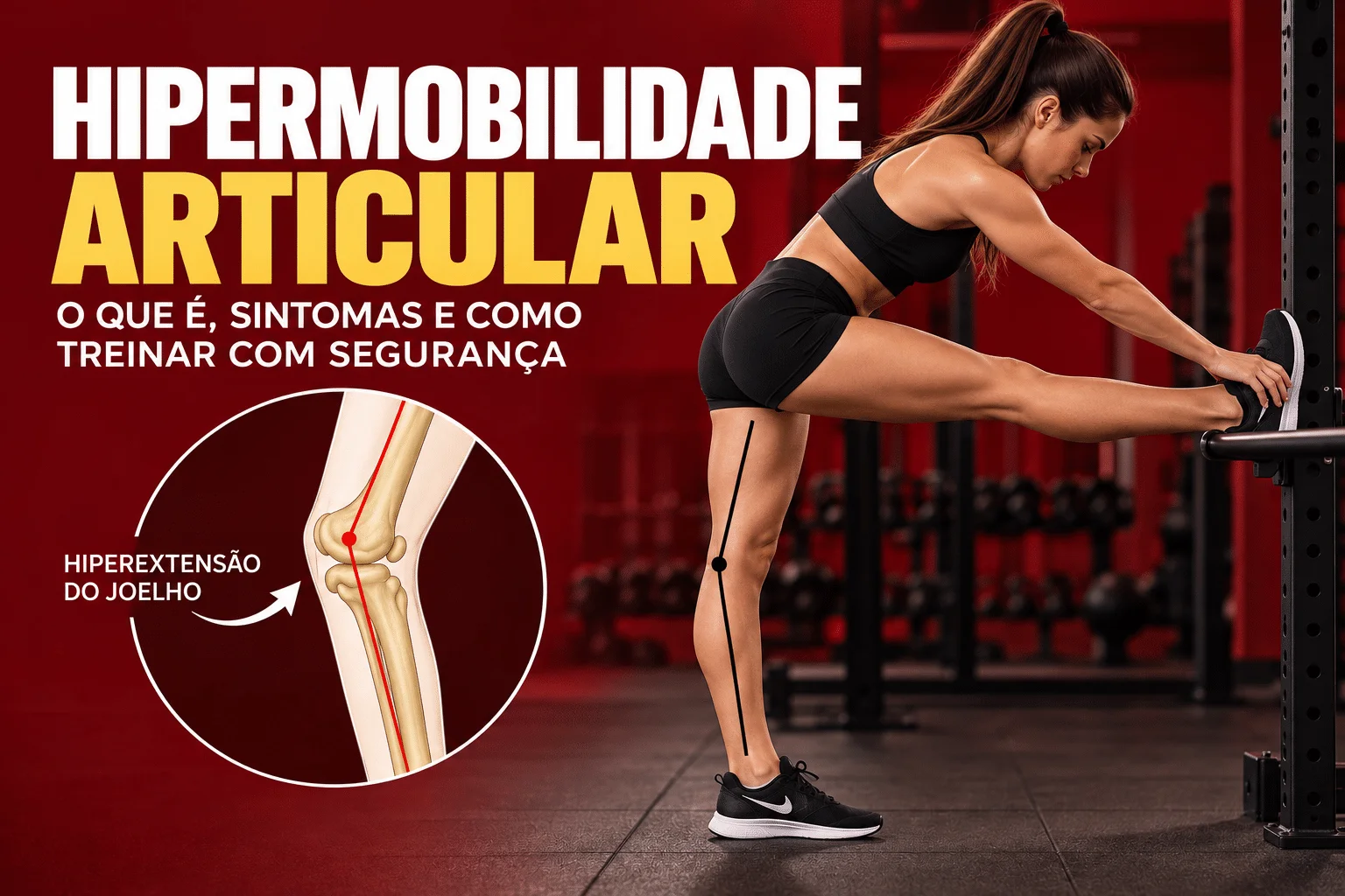 Pessoa realizando exercício de musculação representando a hipermobilidade articular e o controle das articulações.